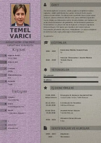 Hukuk Sekreteri Cv Örnekleri cv indir